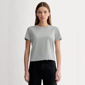 New Everlane THE BOX-CUT TEE IN ESSENTIAL COTTON Heathered Gray Top XL